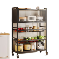 Étagère de rangement de cuisine moderne en métal à 5 niveaux sur roulettes, design anti-poussière pour l'organisation des épices, des fruits et des légumes, durable