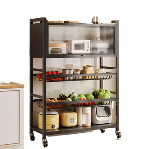 Moderno Estante Metálico de Cocina de 5 Niveles con Ruedas, Diseño Antipolvo para Organización de Especias, Frutas y Verduras, Duradero - Product Image 1