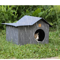 Nichoir pliable pour chat d'extérieur, résistant au vent et à la pluie, abri chaud pour l'hiver avec coussin doux amovible pour petits animaux et chats errants