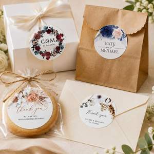 Pegatinas Personalizadas para Recuerdos de Boda - Etiquetas Redondas de Agradecimiento con Diseño Floral para Cajas de Regalos, Bolsas de Bienvenida - Product Image 2