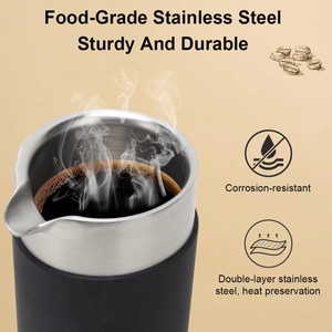 Cafetière à piston à double paroi résistante aux bosses 350 ml pour le voyage et le camping - Product Image 4