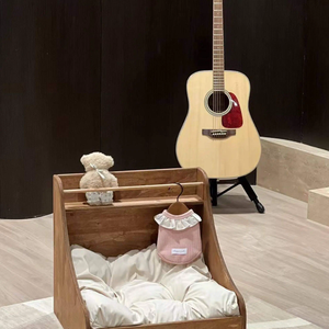 Lüks Ahşap Evcil Hayvan Yatağı, Gardırop Depolama Rafı ve Askı Çubuğu ile Estetik Vintage Köpek Yatağı Mobilyası, Küçük Köpekler ve Kediler için - Product Image 6