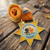 Médailles de course Marathon 6k en forme d'étoile, quatre saisons, en alliage de zinc, avec logo graphique de coureur en 3D, pulvérisation de couleur, médailles métalliques personnalisées