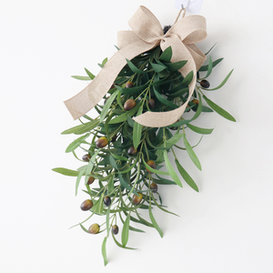 Guirlande <span class=keywords><strong>de</strong></span> brindilles d'olivier vertes en soie artificielle, design moderne et écologique, pour <span class=keywords><strong>porte</strong></span>, mur, printemps, été, Pâques, Noël, fêtes - Product Image 4