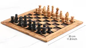 Set di scacchi personalizzato in legno di olivo di lusso-fornitore diretto di Set di giochi da tavolo di scacchi