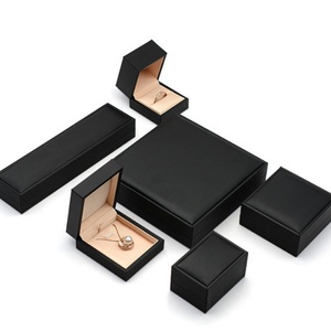 Luxury Gold PU Jewelry Box Leather Texture Gloss with Suede Lined Custom Logo Gift/Retail Packaging - Product Image 3