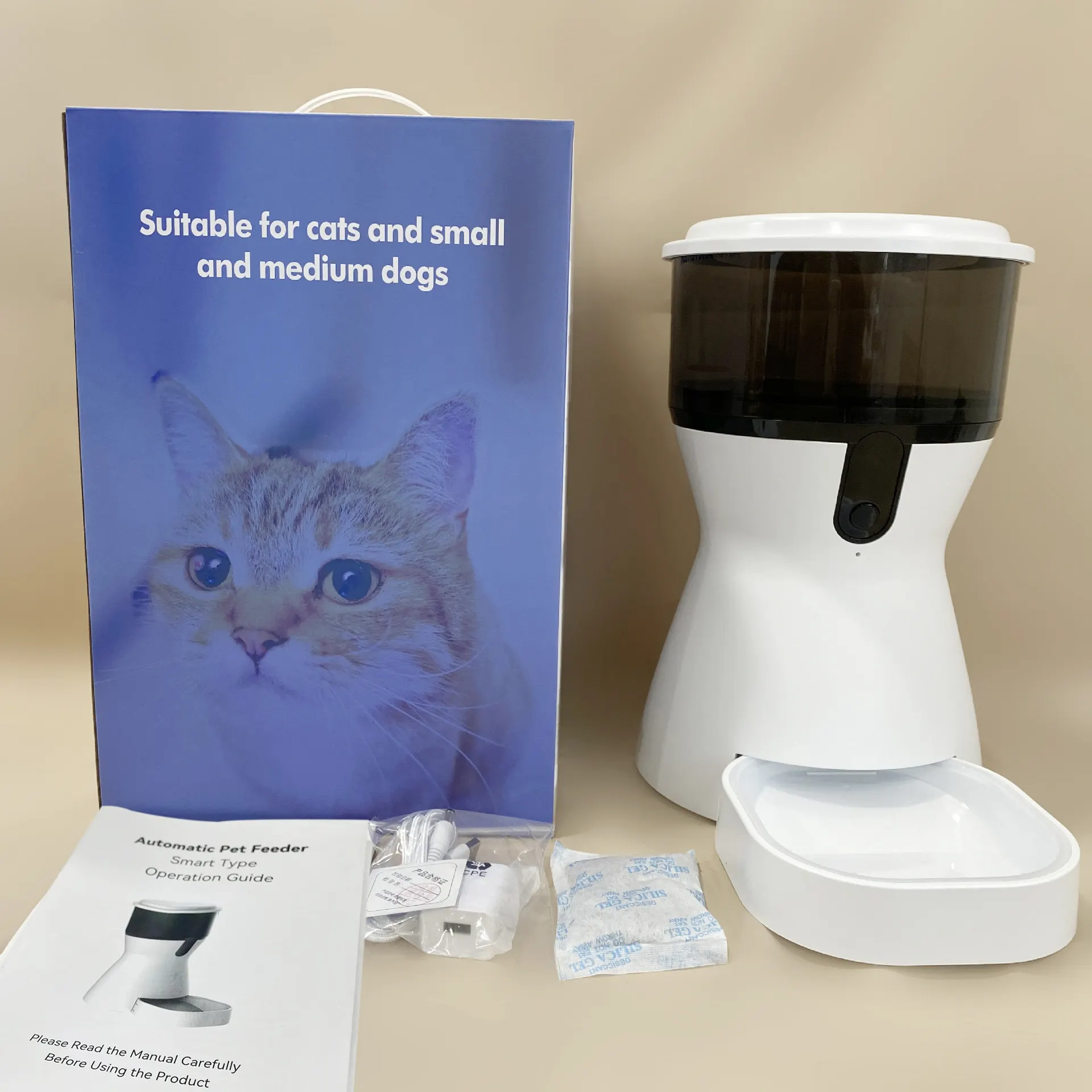 Dispenser makanan kucing otomatis 4L, Dispenser makanan hewan peliharaan pintar dengan baterai untuk anjing