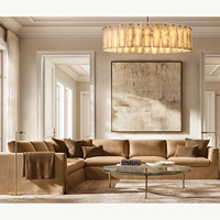Canapé d'angle en L Rhoohill personnalisé pour salon de villa, avec housse amovible en lin, mobilier de salon moderne