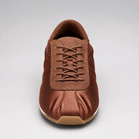 Baskets décontractées rétro pour femmes en satin de soie avec empiècements en daim, à lacets, semelle en caoutchouc, légères, style marche