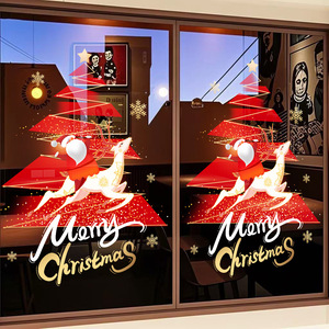 Décorations <span class=keywords><strong>de</strong></span> Noël 2027 : Autocollants <span class=keywords><strong>de</strong></span> fenêtre style minimaliste moderne, motifs abstraits, découpes d'arbres pour vitrines <span class=keywords><strong>de</strong></span> centres commerciaux - Product Image 2