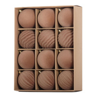 Ensemble de 12 boules de Noël floquées, boules en velours doux, boîte de décorations pour la maison, pour l'arbre de Noël et les fêtes du Nouvel An