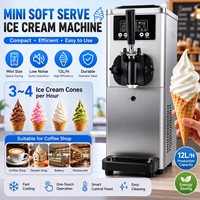 Machine à gelato de table compacte à saveur unique et ultra-silencieuse / Machine à crème glacée molle commerciale mini avec pompe à air de pré-refroidissement