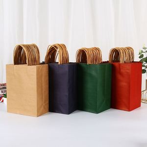 Sacs en papier personnalisés avec logo imprimé, biodégradables, recyclables, de différentes couleurs, pour restaurants, plats à emporter, épiceries, supermarchés - Product Image 1