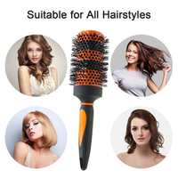 Brosse à cheveux ronde avec étiquette personnalisée, baril en céramique d'aluminium, résistance aux hautes températures, matériau en Nylon, brosse à cheveux