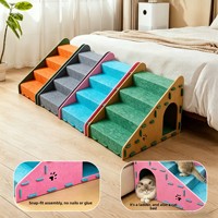 Escalier en feutre respirant pour animaux de compagnie, échelle d'accès pour chats et chiens, pour lit et canapé, avec griffoir intégré