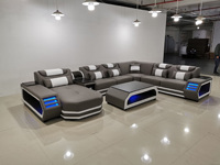 Sofá Multifuncional Moderno para Sala de Estar con Combinación de Luces LED, Sofá Funcional