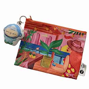 Travel <b>Canvas</b> Cosmetic <b>Bag</b> with Zipper Closure <b>Large</b> Capacity & Washable Handled Organizer for Daily Use - Product Image 1