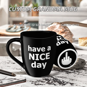 Tazas de Café de Porcelana Pintadas a Mano con Diseño Creativo de Dibujos Animados de la Marca JADE, Patrón de Manzana y Plátano, 201-300 ml, Aptas para Microondas, Venta al Por Mayor - Product Image 2
