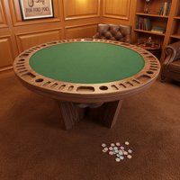 Table de poker Texas pour 8 joueurs, robuste, moderne et luxueuse, avec pieds en chêne massif, design standard de casino en mélamine, pour bar ou lounge.