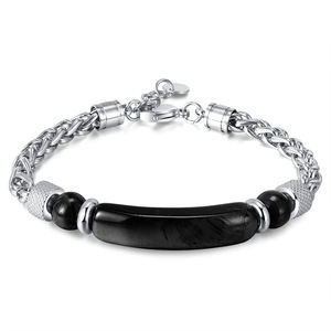 Jewelry factory cross-border fashion retro stainless steel chain splicing tiger eye stone titanium steel men's <b>bracelet</b> - Product Image 3