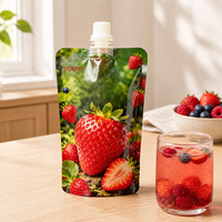 Pochette souple personnalisée pour snacks aux baies, sachet d'emballage souple à fond plat avec bouchon à vis pour l'emballage alimentaire et des boissons