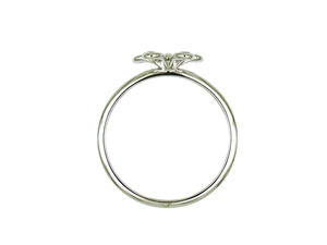 Anillo de pétalos de flor con diamantes en oro blanco de 18 quilates, joyería minimalista y romántica para mujer - Product Image 3