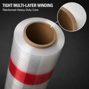 Rollo de Film Estirable Transparente con Franja Roja para Envolver Palés, Film de Embalaje Plástico - Product Image 4
