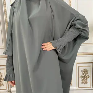 Fashion Solid Color Islamic Clothing Muslim Abaya Middle East Arab Dubai Women Large Size Robe Islamic Clothes Dubai Abaya