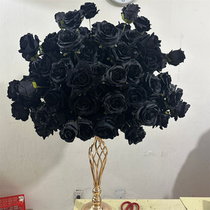 IFG 2023 nouveau design 50cm 80cm <span class=keywords><strong>boule</strong></span> de fleur noire de mariage avec <span class=keywords><strong>plume</strong></span> d'autruche noire et décor de feuilles d'or - Product Image 5