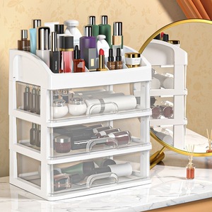 Cosmetic Storage <b>Box</b> With Drawers Transparent Plastic <b>Makeup</b> Organizer For Desk Bathroom 10-20 L Capacity Simple Style - Product Image 2