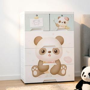 Commode à tiroirs en plastique moderne et élégante, armoire de rangement à 4 niveaux en plastique, <span class=keywords><strong>meuble</strong></span> de rangement durable pour la maison avec double verrouillage - Product Image 2