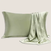 Sarung Bantal Satin Mewah dengan Pola Solid, Ritsleting & Penutup Amplop, Dapat Disesuaikan untuk Penggunaan Hotel, Rumah & Rumah Sakit