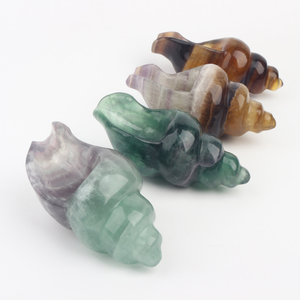 Vente en gros de sculptures en cristal de fluorite arc-en-ciel, coquillages sculptés en pierre naturelle pour la décoration - Product Image 3