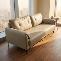 Canapé en cuir véritable de luxe, moderne, capitonné, trois places, pour une décoration élégante de bureau