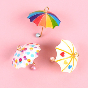 Hot Summer Kawaii Exquisite Miniature Umbrella Resin Craft Earring Accessories