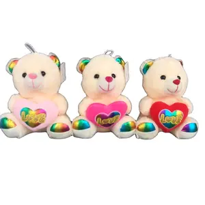 OEM/ODM वेलेंटाइन दिवस टेडी भालू मैं तुमसे प्यार करता हूँ टेडी भालू आलीशान खिलौना के साथ रंग लेजर चिकनी प्यार दिल ईमानदारी से उपहार