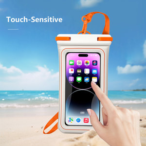 Funda impermeable para teléfono con correa desmontable, funda de PVC de 19cm para nadar, bolsa universal para teléfono móvil, azul y naranja - Product Image 6