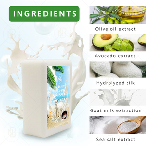 Savon Solide Artisanal Végétalien Hydratant au <span class=keywords><strong>Lait</strong></span> <span class=keywords><strong>de</strong></span> Chèvre et Soie, <span class=keywords><strong>Exfoliant</strong></span> Doux et Blanchissant, 100% Naturel, 200g, Vente en Gros - Product Image 2
