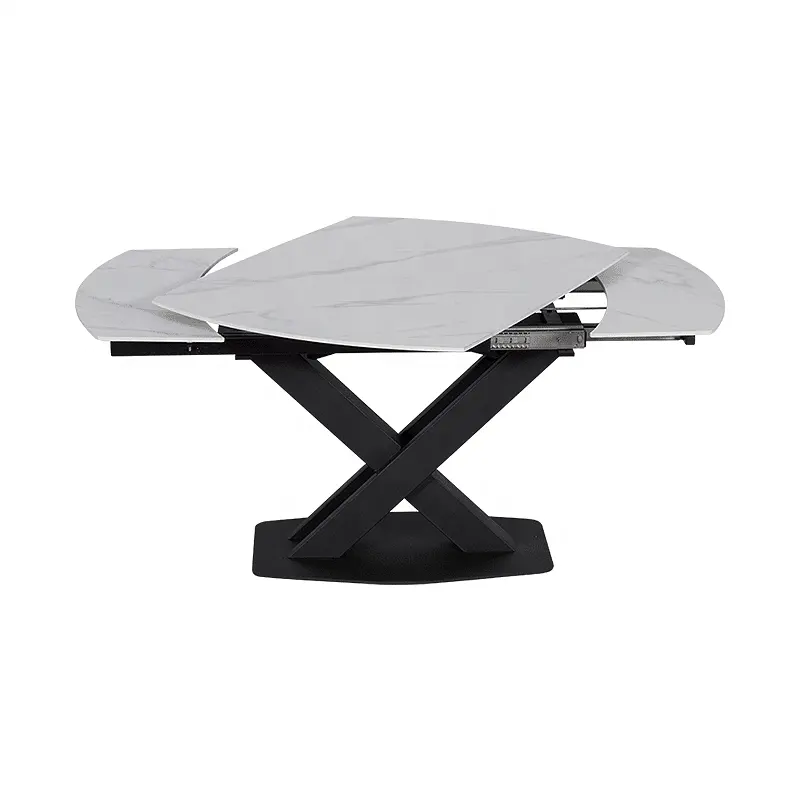 セラミックテーブルトップコーヒーテーブル家庭用家具長方形セラミックトップ金属ベース拡張ダイニングテーブル