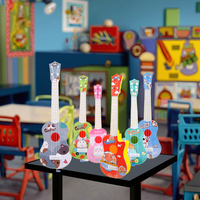 Hot Selling Four-String Cartoon Animal Guitar Plastic Musical Instrument Toy for Children's Early Music Education