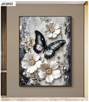 Peinture Murale 3D en Porcelaine Cristalline, Impression HD, Design Moderne et Luxueux, Motif Papillon et Fleur, Vente en Gros Directe Usine, Décoration Intérieure