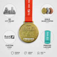 Médaille de Marathon Personnalisée OEM ODM en Alliage de Zinc, Médaille de Course 3D en Relief avec Bâtiments Urbains, Plaqué Or, Argent, Bronze
