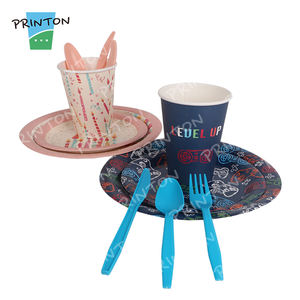Ensemble d'assiettes et de serviettes de table jetables avec logo personnalisé Ensembles de décoration pour fête d'<span class=keywords><strong>anniversaire</strong></span> d'enfants heureux - Product Image 4