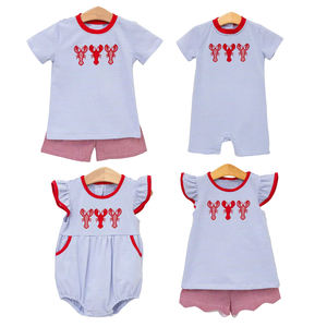 Tenues décontractées personnalisées pour enfants, imprimé écrevisses, en coton et élasthanne respirant, pour printemps et automne, comprenant des shorts et des barboteuses bulles pour nouveau-nés et tout-petits - Product Image 6