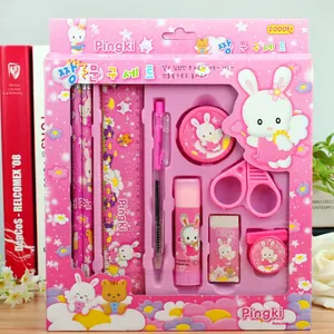 9 Pcs Fancy Cute Cartoon School Kids Papeterie Gift Set Kit