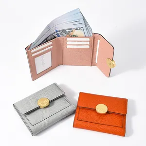 Factory Wholesale Custom High Quality Wallets Colors Slim Short Wallet Card Holder Wallet Women Money Clips Ladies Purse Leather