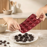Moule en silicone en forme de cœur à 15 cavités pour chocolat, qualité alimentaire, outil de pâtisserie pour la décoration de gâteaux faits maison, cuisine et bricolage