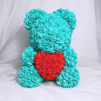 Vente flash - Ours en peluche - Fleur artificielle - Boîte cadeau en mousse écologique - Décoration pour Halloween, fête des mères, remise de diplôme - Livraison rapide
