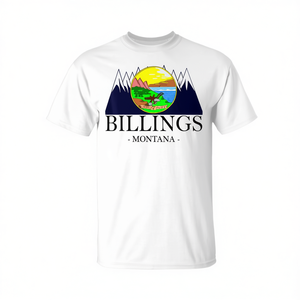 T-shirt souvenir di Billings Montana con design montagna, vestibilità unisex per adulti - Product Image 2