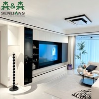 Meuble mural multimédia de style italien, luxe discret, armoire de rangement modulaire sur mesure pour projets résidentiels haut de gamme